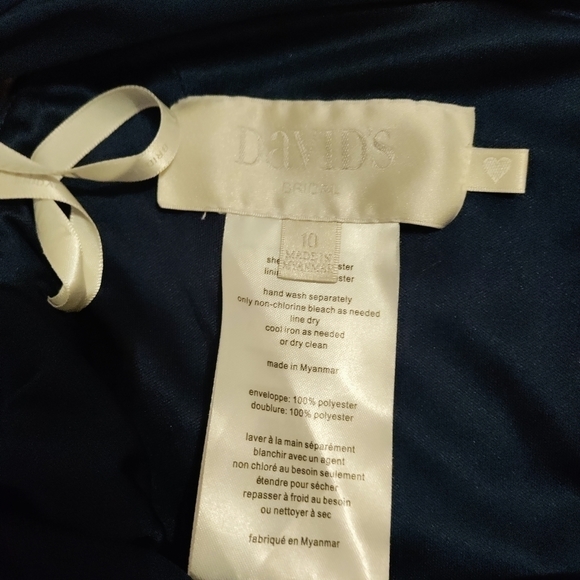 Nwt David's Bridal Long Mesh One Shoulder Maxi Dress In Marine Size 10 - Picture 7 of 9